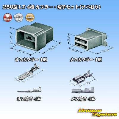 画像5: 住友電装 250型 LT 非防水 4極 カプラー・端子セット(ツバ有り)