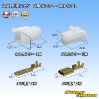 住友電装 250型 逆ロック 非防水 2極 カプラー・端子セット (オス側ブラケット無し)