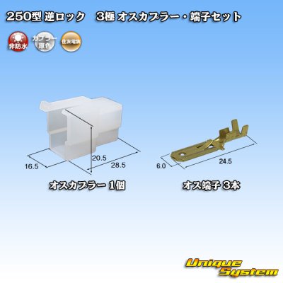 画像1: 住友電装 250型 逆ロック 非防水 3極 オスカプラー・端子セット