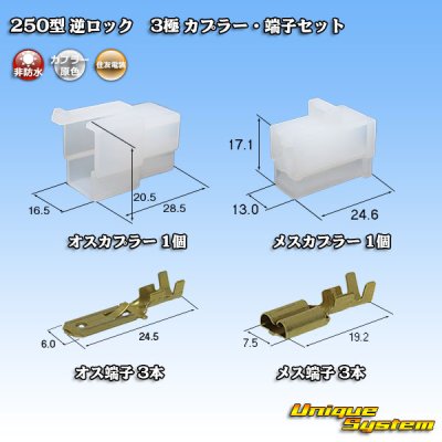 画像1: 住友電装 250型 逆ロック 非防水 3極 カプラー・端子セット