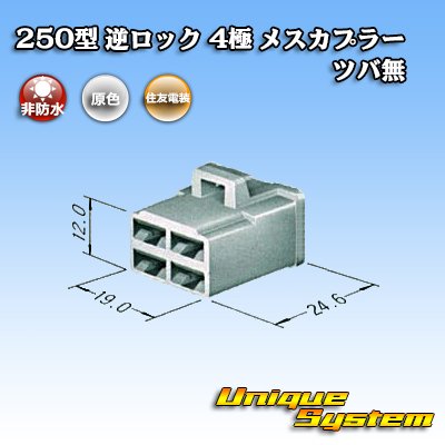 画像3: 住友電装 250型 逆ロック 非防水 ツバなし 4極 メスカプラー