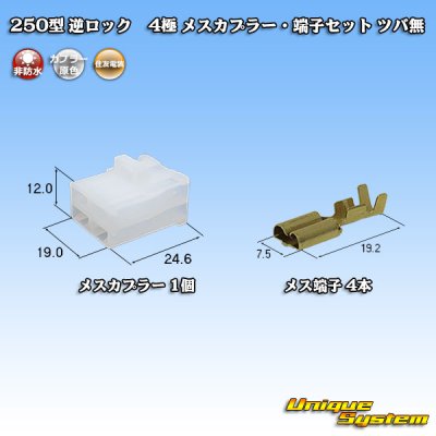 画像1: 住友電装 250型 逆ロック 非防水 ツバなし 4極 メスカプラー・端子セット