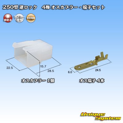 画像1: 住友電装 250型 逆ロック 非防水 4極 オスカプラー・端子セット