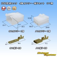 住友電装 250型 逆ロック 非防水 ツバなし 4極 カプラー・端子セット