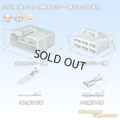 画像7: 住友電装 250型 逆ロック 非防水 6極 カプラー・端子セット 赤色