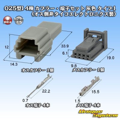 画像1: (オスカプラー非タイコエレクトロニクス AMP製) 025型I 非防水 4極 カプラー・端子セット 灰色 タイプ1