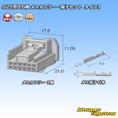 画像2: 東海理化 025型II 非防水 6極 メスカプラー・端子セット タイプ1