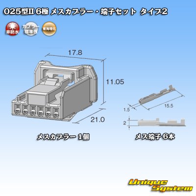 画像2: 東海理化 025型II 非防水 6極 メスカプラー・端子セット タイプ2