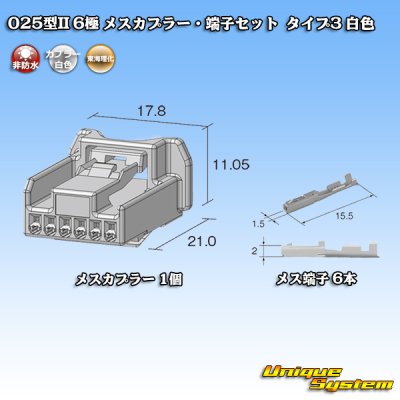 画像2: 東海理化 025型II 非防水 6極 メスカプラー・端子セット タイプ3 白色