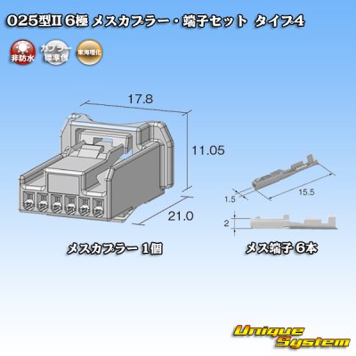 画像2: 東海理化 025型II 非防水 6極 メスカプラー・端子セット タイプ4