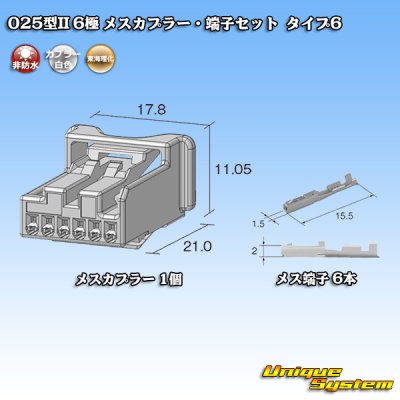 画像2: 東海理化 025型II 非防水 6極 メスカプラー・端子セット タイプ6