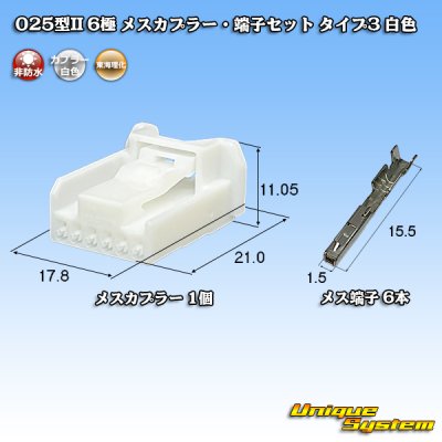 画像1: 東海理化 025型II 非防水 6極 メスカプラー・端子セット タイプ3 白色