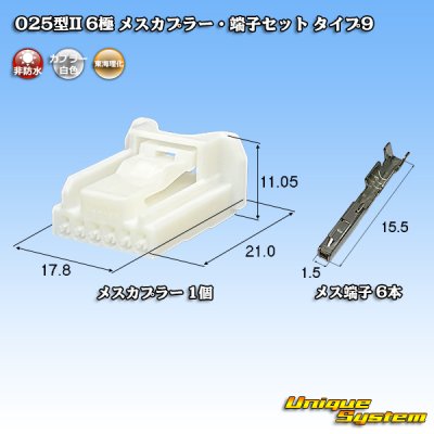 画像1: 東海理化 025型II 非防水 6極 メスカプラー・端子セット タイプ9