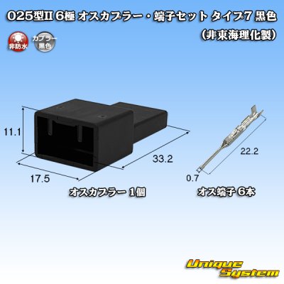 画像1: 025型II 非防水 6極 オスカプラー・端子セット タイプ7 黒色 (非東海理化製)