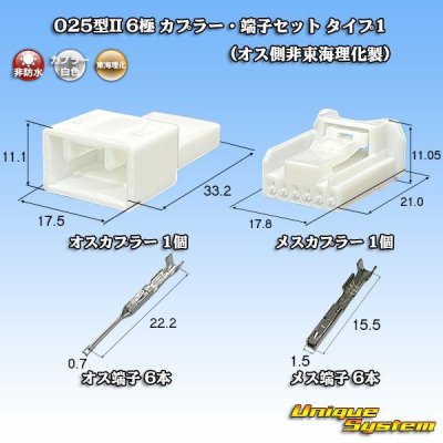 画像1: 東海理化 025型II 非防水 6極 カプラー・端子セット タイプ1 (オス側非東海理化製)