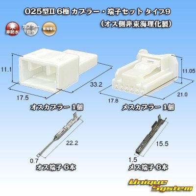 画像1: 東海理化 025型II 非防水 6極 カプラー・端子セット タイプ9 (オス側非東海理化製)