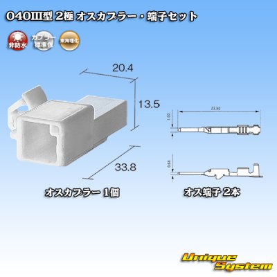 画像1: 東海理化 040III型 非防水 2極 オスカプラー・端子セット