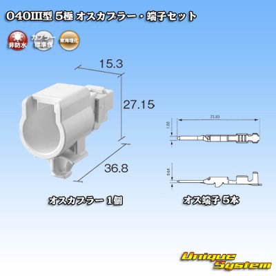 画像1: 東海理化 040III型 非防水 5極 オスカプラー・端子セット