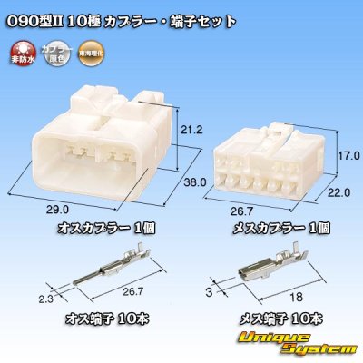 画像1: 東海理化 090型II 非防水 10極 カプラー・端子セット