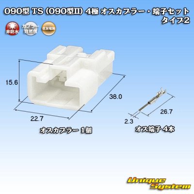 画像1: 住友電装 090型 TS(090型II) 非防水 4極 オスカプラー・端子セット タイプ2