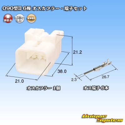 画像1: 東海理化 090型II 非防水 6極 オスカプラー・端子セット