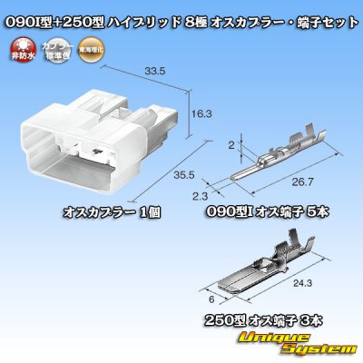 画像6: 東海理化 090I型+250型 ハイブリッド 非防水 8極 オスカプラー・端子セット (090型I 5極+250型 3極)
