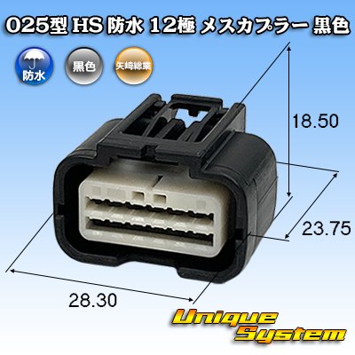 画像1: 矢崎総業 025型 HS 防水 12極 メスカプラー 黒色