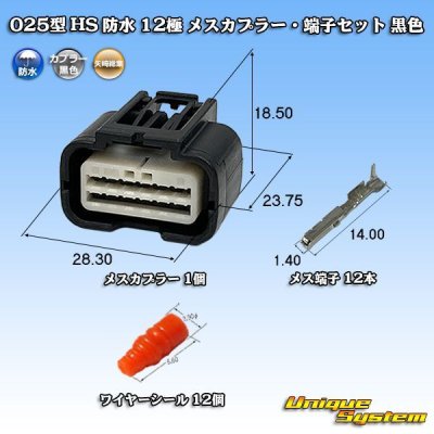 画像1: 矢崎総業 025型 HS 防水 12極 メスカプラー・端子セット 黒色