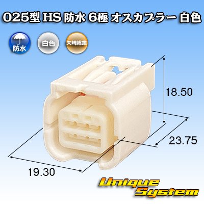 画像1: 矢崎総業 025型 HS 防水 6極 メスカプラー 白色