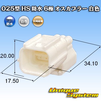 画像1: 矢崎総業 025型 HS 防水 6極 オスカプラー 白色