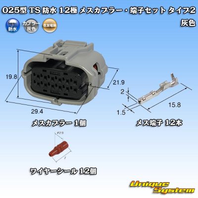 画像1: 住友電装 025型 TS 防水 12極 メスカプラー・端子セット タイプ2 灰色