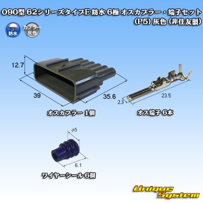 画像1: 090型 62シリーズタイプE 防水 6極 オスカプラー・端子セット (P5) 灰色 (非住友製)