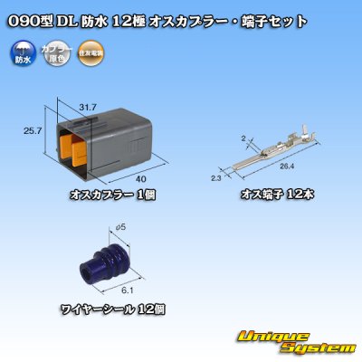 画像1: 住友電装 090型 DL 防水 12極 オスカプラー・端子セット