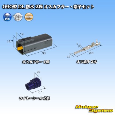 画像1: 住友電装 090型 DL 防水 2極 オスカプラー・端子セット タイプ1