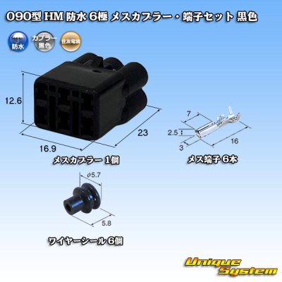 画像1: 住友電装 090型 HM 防水 6極 メスカプラー・端子セット 黒色