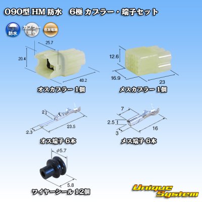 画像1: 住友電装 090型 HM 防水 6極 カプラー・端子セット