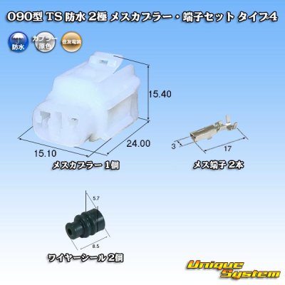 画像1: 住友電装 090型 TS 防水 2極 メスカプラー・端子セット タイプ4