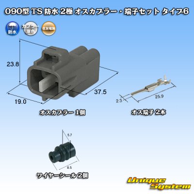 画像1: 住友電装 090型 TS 防水 2極 オスカプラー・端子セット タイプ6