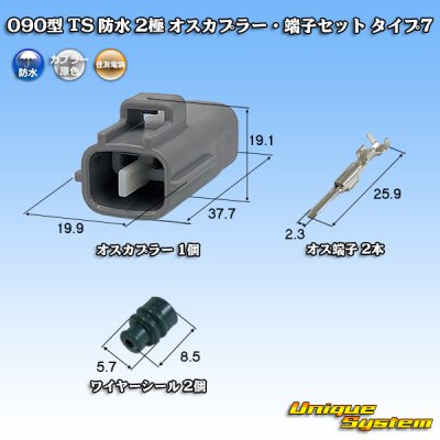 画像1: 住友電装 090型 TS 防水 2極 オスカプラー・端子セット タイプ7