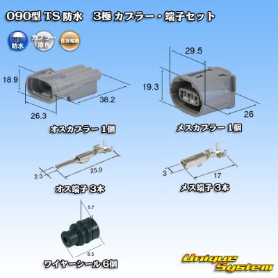 画像1: 住友電装 090型 TS 防水 3極 カプラー・端子セット タイプ1