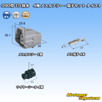 画像1: 住友電装 090型 TS 防水 4極 メスカプラー・端子セット タイプ1