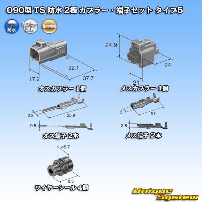 画像5: 住友電装 090型 TS 防水 2極 カプラー・端子セット タイプ5