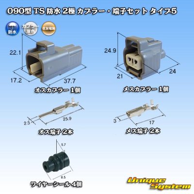 画像1: 住友電装 090型 TS 防水 2極 カプラー・端子セット タイプ5