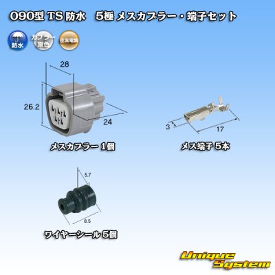 画像1: 住友電装 090型 TS 防水 5極 メスカプラー・端子セット