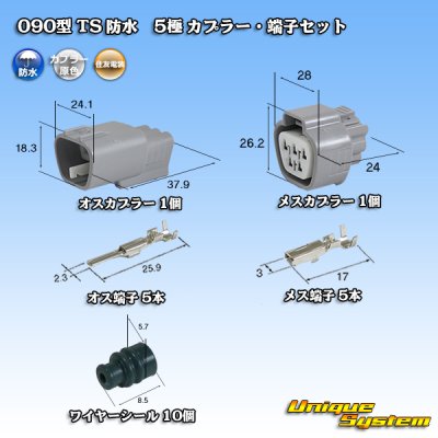 画像1: 住友電装 090型 TS 防水 5極 カプラー・端子セット