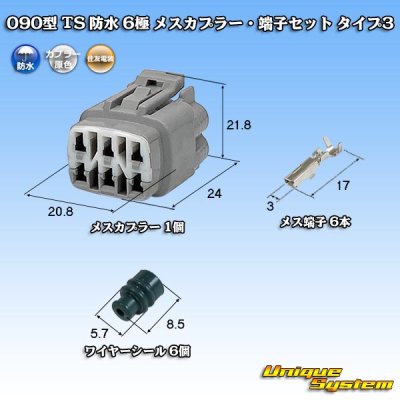 画像1: 住友電装 090型 TS 防水 6極 メスカプラー・端子セット タイプ3