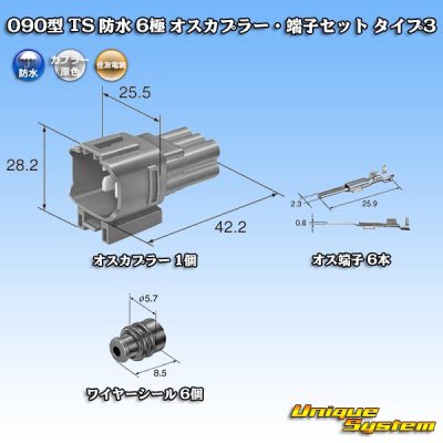 画像6: 住友電装 090型 TS 防水 6極 オスカプラー・端子セット タイプ3