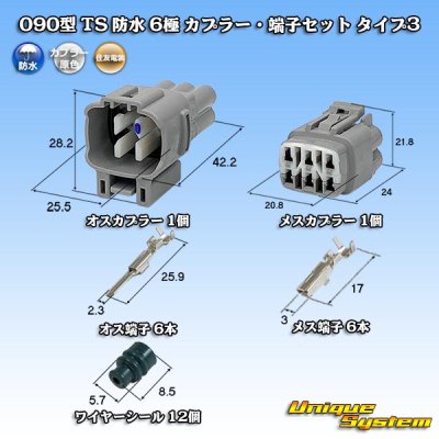 画像1: 住友電装 090型 TS 防水 6極 カプラー・端子セット タイプ3