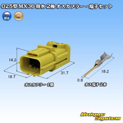 画像1: 日本航空電子JAE 025型 MX36 防水 2極 オスカプラー・端子セット