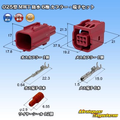 画像1: JST 日本圧着端子製造 025型 MWT 二輪OBD用コネクタ規格 防水 6極 カプラー・端子セット